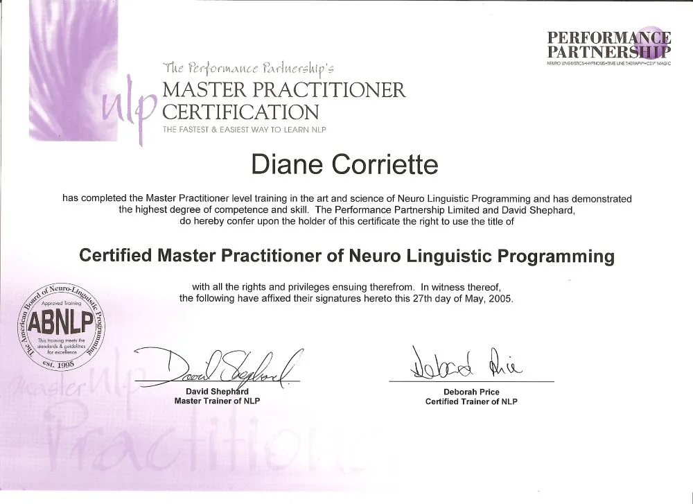 NLP Master Practitioner Certificate